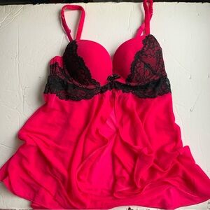 La Senza Beyond Cleavage Pink Lace Babydoll Lingerie XS